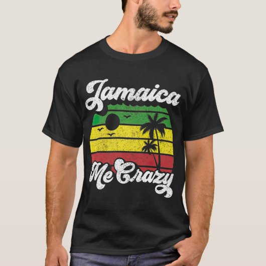 Jamaica Me Crazy Rasta Roots Rock Reggae Retro Tシャツ (正面)