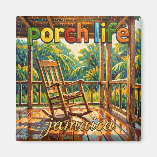  Jamaica Porch life rainy day マグネット (正面)