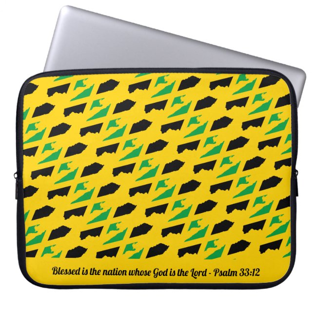 JAMAICA Psalm 33:12 Nation 賛美 Yellow Laptop ラップトップスリーブ (正面)