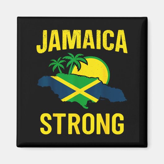 Jamaica Strong I Love Jamaican Flag Heart Women Me マグネット (正面)
