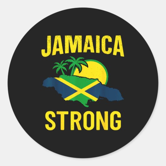Jamaica Strong I Love Jamaican Flag Heart Women Me ラウンドシール (正面)