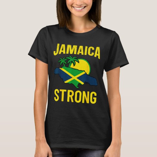 Jamaica Strong I Love Jamaican Flag Heart Women Me Tシャツ (正面)