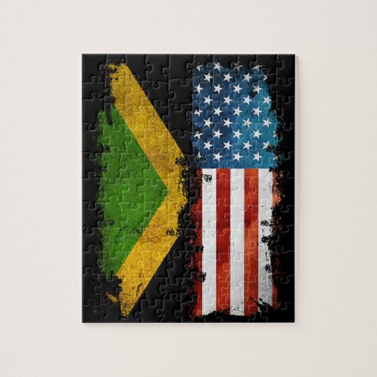 Jamaican American Flag Jamaica Usa ジグソーパズル (縦)