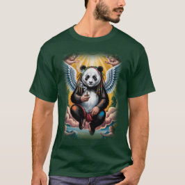Jamaican Angel Panda resting on a Green Tシャツ