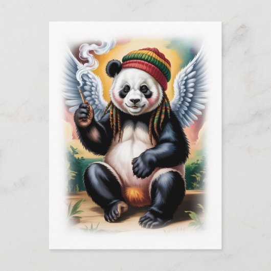 Jamaican Angel Panda takes a break on a White シーズンポストカード (正面)