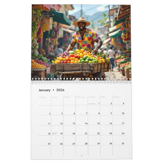 Jamaican calendar カレンダー (1月 2026)