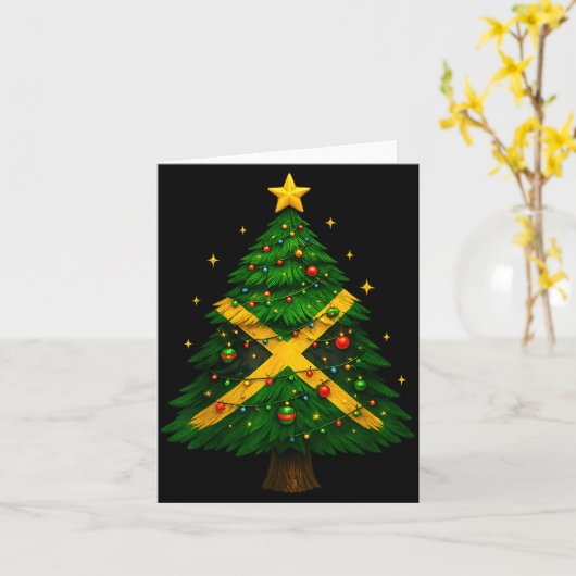 Jamaican Christmas Tree Design, Festive Holiday Gr カード (黄色い花)