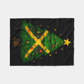 Jamaican Christmas Tree Design, Festive Holiday Gr フリースブランケット (正面(横))