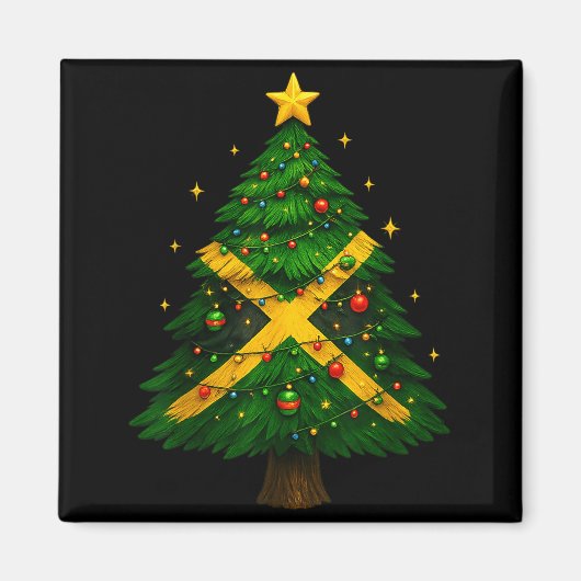 Jamaican Christmas Tree Design, Festive Holiday Gr マグネット (正面)