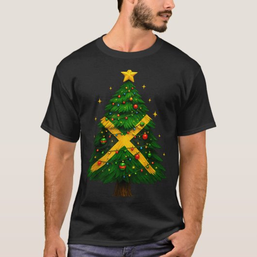 Jamaican Christmas Tree Design, Festive Holiday Gr Tシャツ (正面)