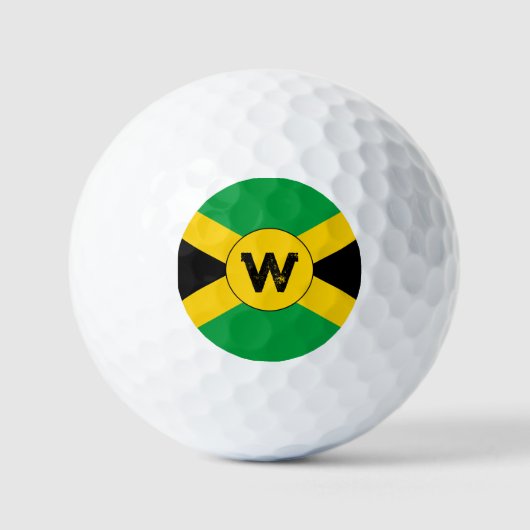 Jamaican Flag Add Your Initial Monogram ゴルフボール (正面)