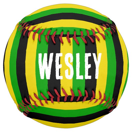 Jamaican Flag Colors Striped ソフトボール (正面)