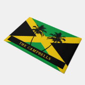 Jamaican Flag Family Name ドアマット (アングル)