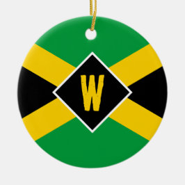 Jamaican Flag Monogram Christmas セラミックオーナメント