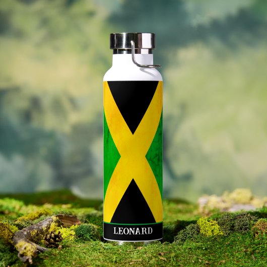Jamaican Flag Personalised ウォーターボトル (アウトドア (回転後))