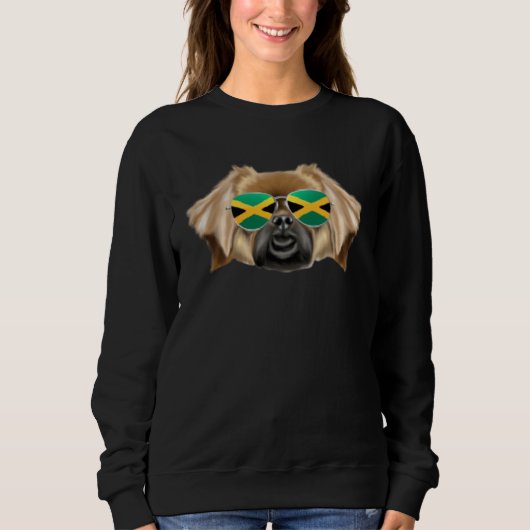 Jamaican Flag Tibetan Spaniel Dog Jamaica Pocket スウェットシャツ (正面)