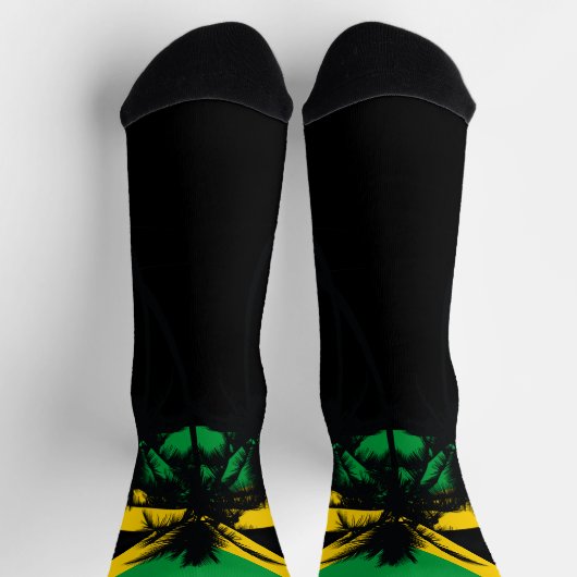 Jamaican Flag Tropical Palm Trees ソックス (上部)
