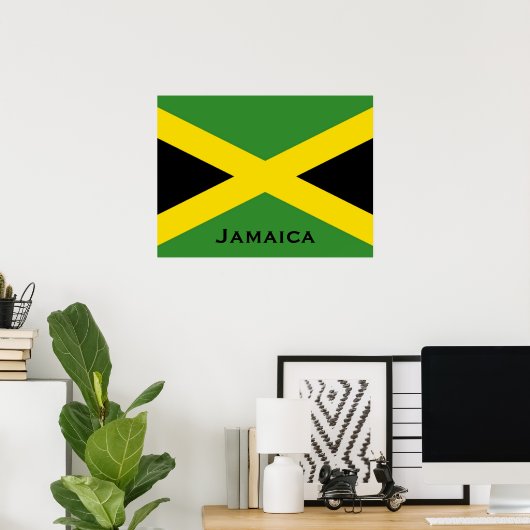 Jamaican Flag with Jamaica Word World Flags ポスター (ホームオフィス)