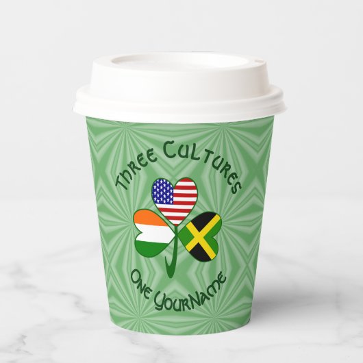 Jamaican Irish American Shamrock Personalized Text 紙コップ (正面)