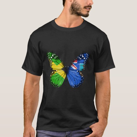 Jamaican Montserratian Flag Butterfly Tシャツ (正面)