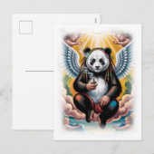 Jamaican Panda surrounded by Angels on a White シーズンポストカード (正面/裏面)