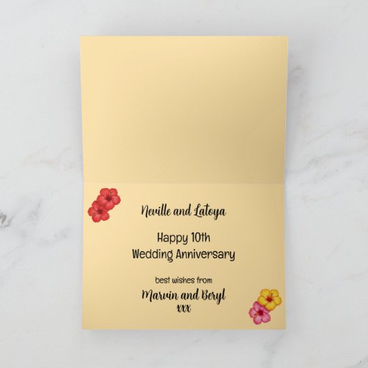 Jamaican Tropical Wedding Anniversary Add Photo カード (内部)