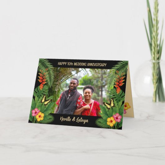 Jamaican Tropical Wedding Anniversary Add Photo カード (正面)