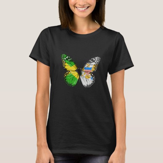 Jamaican Virgin Islander Flag Butterfly   Tシャツ (正面)