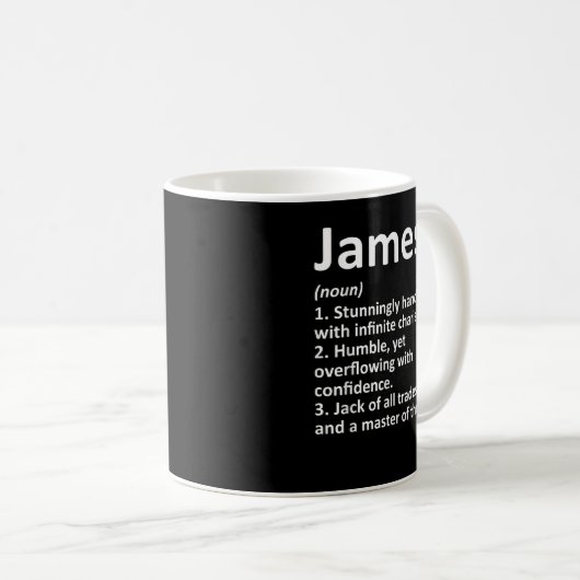 JAMES定義名パーソナライズされた誕生日 コーヒーマグカップ (正面右)