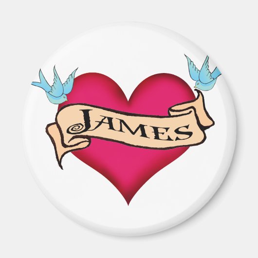 James -カスタムハートタトゥーTシャツ&ギフト マグネット (正面)