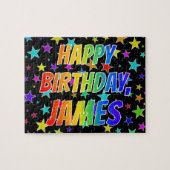 「JAMES」名、おもしろい「ハッピーバースデー」 ジグソーパズル (横)