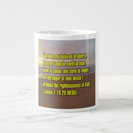 James 1:19-20 WEBU Mug ジャンボコーヒーマグカップ (正面)