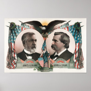 James G. BlaineとJohn A. Logan選挙ポスター ポスター