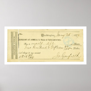 James Garfield Signed Check from January 25th 1877 ポスター