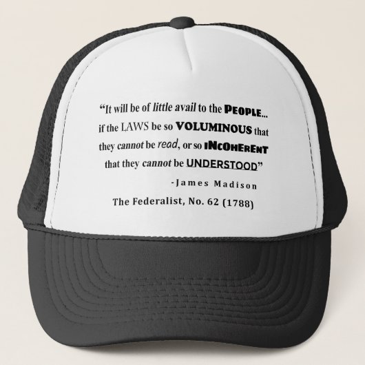 James Madison引用文(The Federalist, No. 62) キャップ (正面)