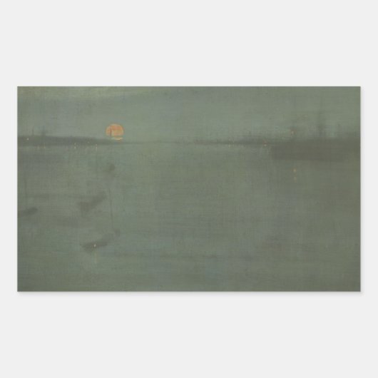 James McNeill Whistler – ノクターン – 青と金ゴールド 長方形シール (正面)
