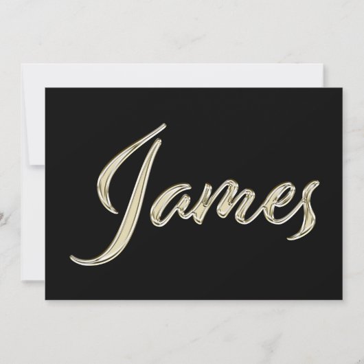 James Name white gold Handwriting Karte カード (正面)