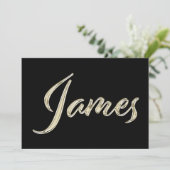 James Name white gold Handwriting Karte カード (スタンド正面)