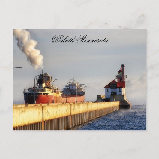 James R. Barker Ship and Lighthouse, Minnesota ポストカード (正面)