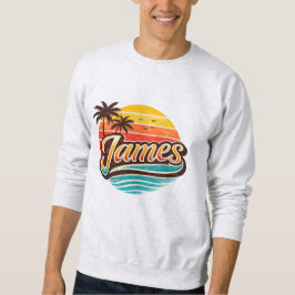 James Retro Sunset Tropical Name Design スウェットシャツ