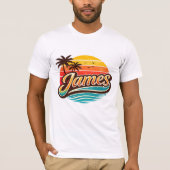 James Retro Sunset Tropical Name Design Tシャツ (正面)