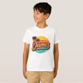 James Retro Sunset Tropical Name Design Tシャツ (正面フル)