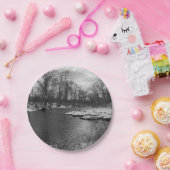 James River Grayscaleに沿った雪 ペーパープレート (パーティー)