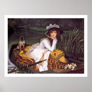 James TissotによるYoung Lady & Her Pet Pug in a Boat ポスター