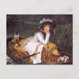 James TissotによるYoung Lady & Her Pet Pug in a Boat ポストカード
