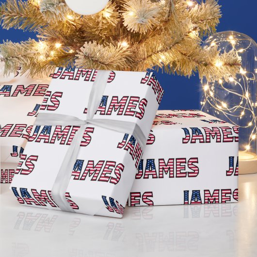 James Vorname Name USA US Geschenkpapier Papier ラッピングペーパー (クリスマス)