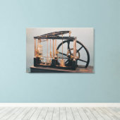 James Wattの蒸気機関の再構築 キャンバスプリント (インサイチュ (ウッドフロア))