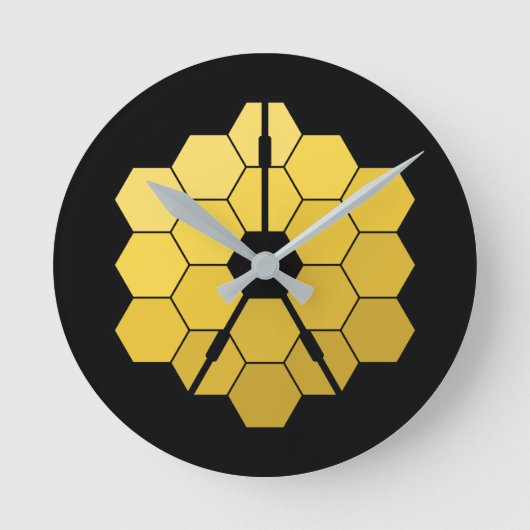 James Webb Space Telescope (JWST) Golden Mirror Th ラウンド壁時計 (正面)
