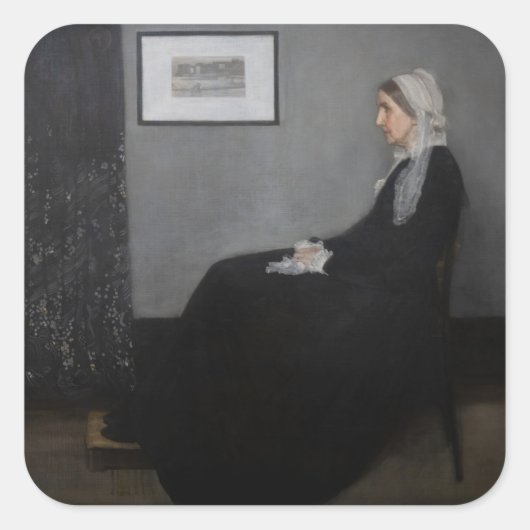 James Whistler – アーティストの母ポートレート スクエアシール (正面)
