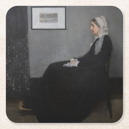 James Whistler – アーティストの母ポートレート スクエアペーパーコースター (正面)